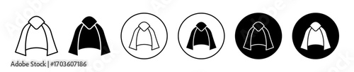 Hooded Cloak Icons in Various Styles Isolated on White Background