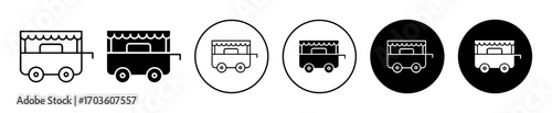 Food Cart Icon Variations Isolated on White Background