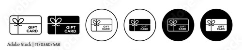 Gift Card Icon Set in Various Styles Isolated on White Background