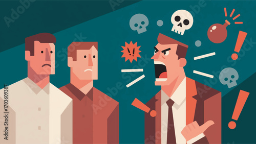 illustration of a man who is angry with his employee vector design template