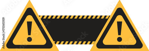 Cautionary Symbols A Striking Composition Featuring Warning Signs, Exclamation Marks, and a Black Banner Highlighting Hazards, Risks, and Alerts for Safety Protocols