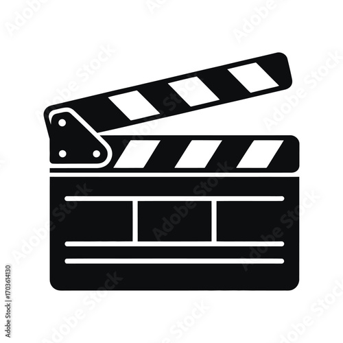 Classic film clapperboard icon ready for action in movie production