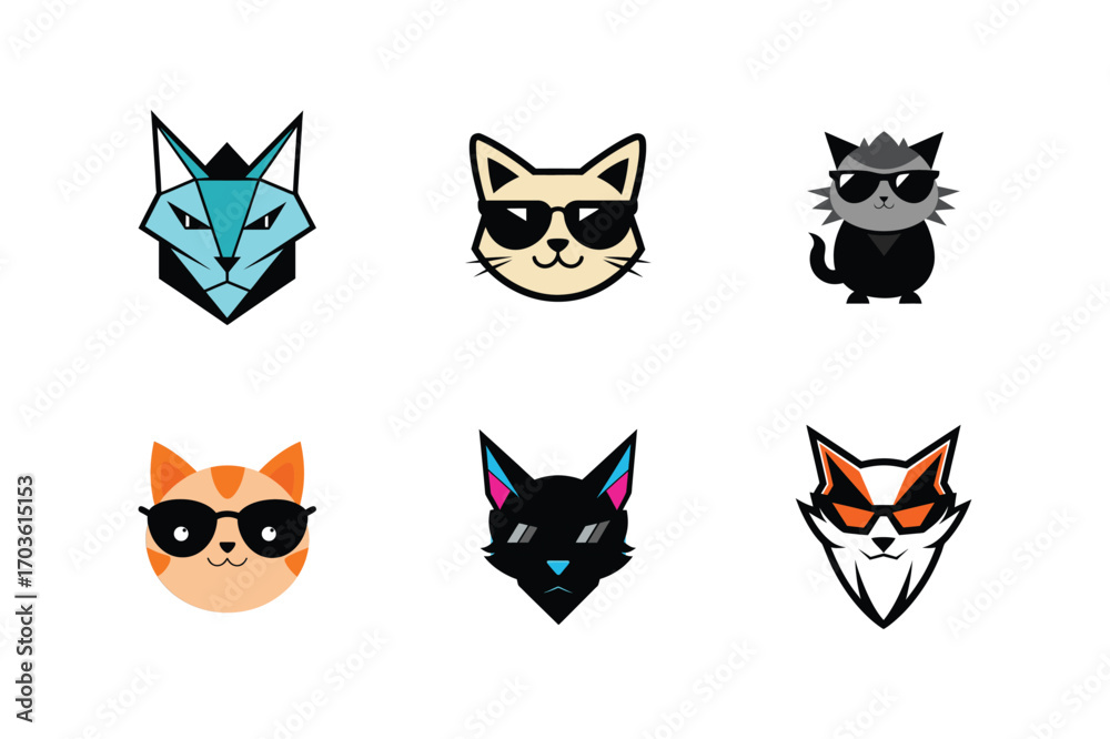 Obraz premium Cool Cat Avatars Collection - Fun and Stylish Cat Faces