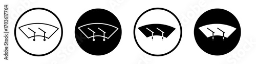 Wiper icon collection in black and white filled and outlined style for web.