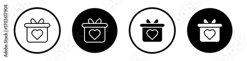 Wedding Gift icon collection in black and white filled and outlined style for web.