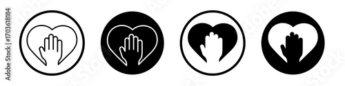 Voluntary service icon collection in black and white filled and outlined style for web.