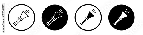 Vuvuzela icon collection in black and white filled and outlined style for web.