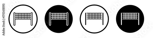 Volleyball net icon collection in black and white filled and outlined style for web.