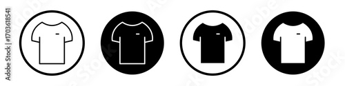 Tshirt icon collection in black and white filled and outlined style for web.