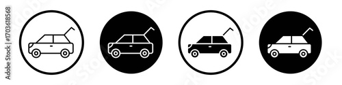 Trunk open icon collection in black and white filled and outlined style for web.