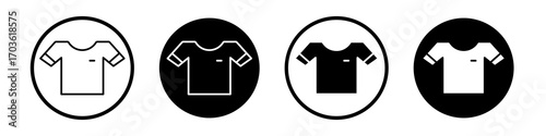 Tshirt icon collection in black and white filled and outlined style for web.