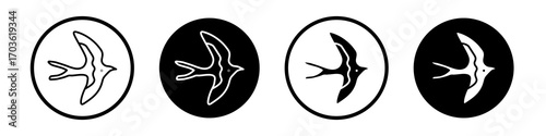 Swallow icon collection in black and white filled and outlined style for web.