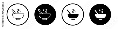 Stew icon collection in black and white filled and outlined style for web.