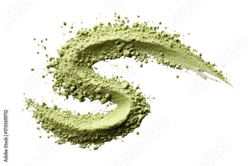Light green powder swirls in an S shape