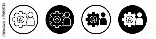 Soft skills icon collection in black and white filled and outlined style for web.