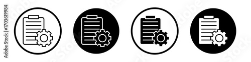 Smart contract icon collection in black and white filled and outlined style for web.