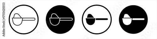Scoop icon collection in black and white filled and outlined style for web.