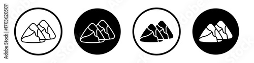 Samosa icon collection in black and white filled and outlined style for web.