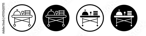 Room service icon collection in black and white filled and outlined style for web.