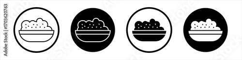 Risotto icon collection in black and white filled and outlined style for web.