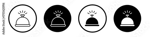 Reception bell icon collection in black and white filled and outlined style for web.