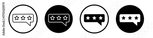 Rating icon collection in black and white filled and outlined style for web.