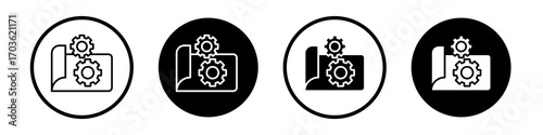 Prototyping icon collection in black and white filled and outlined style for web.