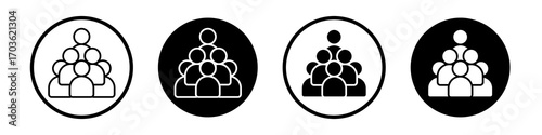 Population icon collection in black and white filled and outlined style for web.