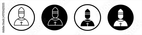 Pope icon collection in black and white filled and outlined style for web.