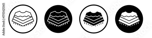Poncho icon collection in black and white filled and outlined style for web.