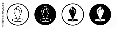 Placement icon collection in black and white filled and outlined style for web.