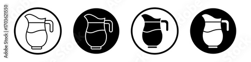 Pitcher icon collection in black and white filled and outlined style for web.