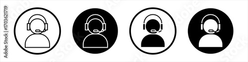 Personal assistant icon collection in black and white filled and outlined style for web.