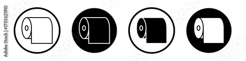 Paper roll icon collection in black and white filled and outlined style for web.
