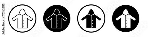 Nylon jacket icon collection in black and white filled and outlined style for web.