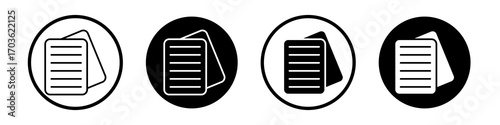 Notes icon collection in black and white filled and outlined style for web.
