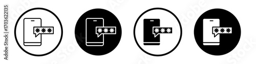 OTP icon collection in black and white filled and outlined style for web.