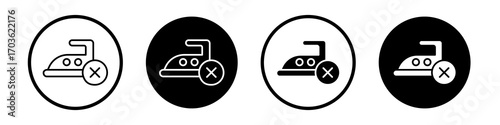 No ironing icon collection in black and white filled and outlined style for web.