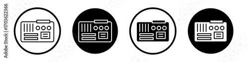 Motherboard icon collection in black and white filled and outlined style for web.