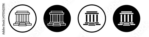 Lincoln memorial icon collection in black and white filled and outlined style for web.