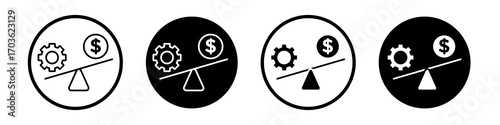 Leverage icon collection in black and white filled and outlined style for web.