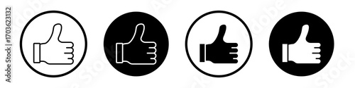 Like button icon collection in black and white filled and outlined style for web.