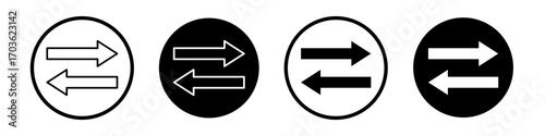 Left right direction icon collection in black and white filled and outlined style for web.