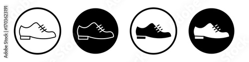 Leather shoes icon collection in black and white filled and outlined style for web.