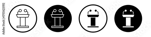 Lectern icon collection in black and white filled and outlined style for web.