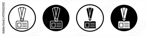 Lanyard icon collection in black and white filled and outlined style for web.