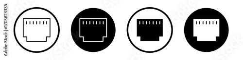 Lan icon collection in black and white filled and outlined style for web.