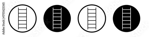 Ladder icon collection in black and white filled and outlined style for web.
