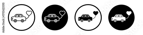 Just married icon collection in black and white filled and outlined style for web.