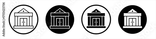 Institute icon collection in black and white filled and outlined style for web.